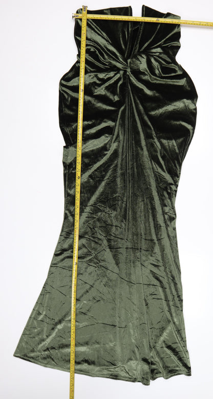 ASOS DESIGN Women’s Green Velvet Strapless Mermaid Evening Dress Size 14