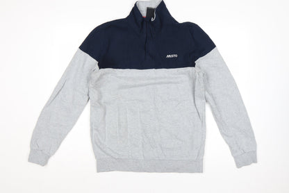 Musto Men's Grey & Navy 1/2 Zip Cotton Sweatshirt M