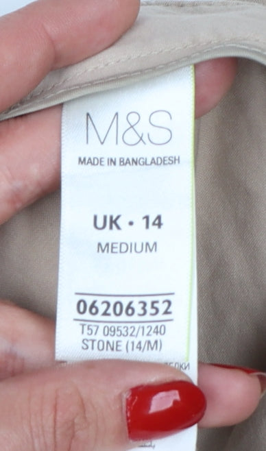 Marks and Spencer Women Beige Chino Trousers UK14 Regular Fit