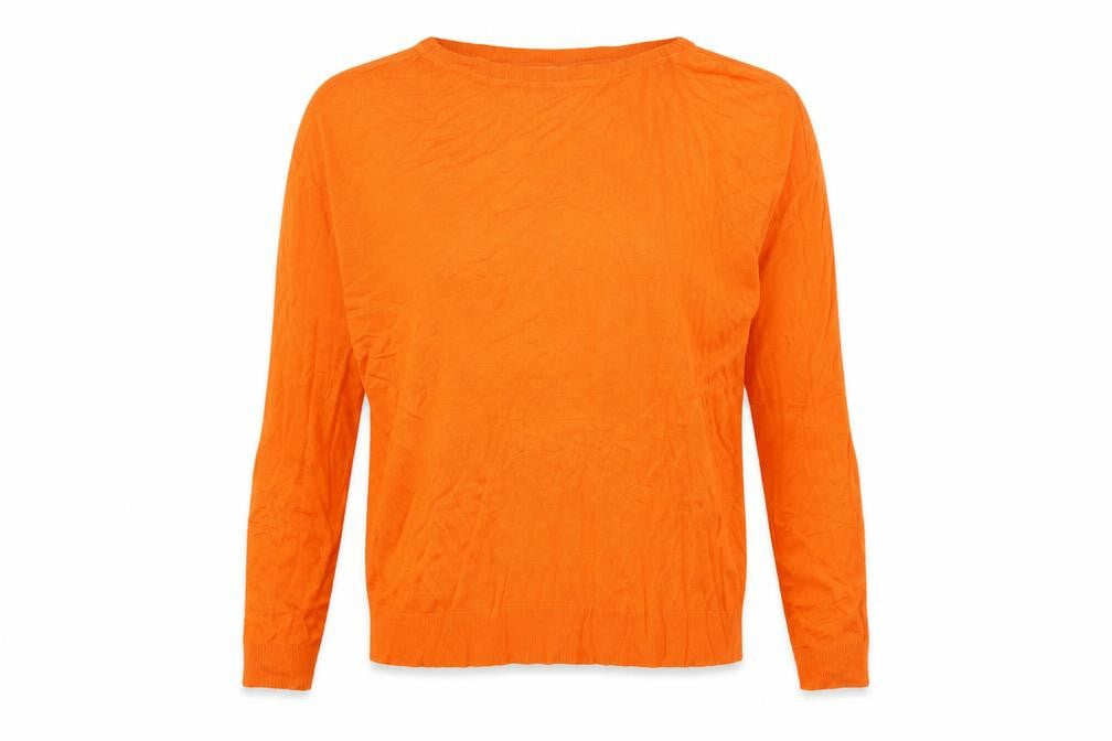 Marks and Spencer Women's Orange Crew Neck Long Sleeve Pullover Jumper M