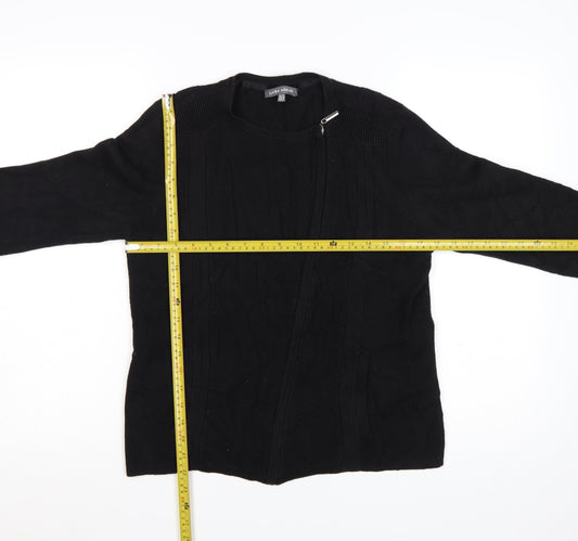 Laura Ashley Women's Black Size 14 Knit Zip Cardigan
