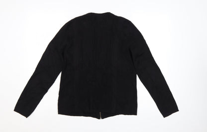 Laura Ashley Women's Black Size 14 Knit Zip Cardigan