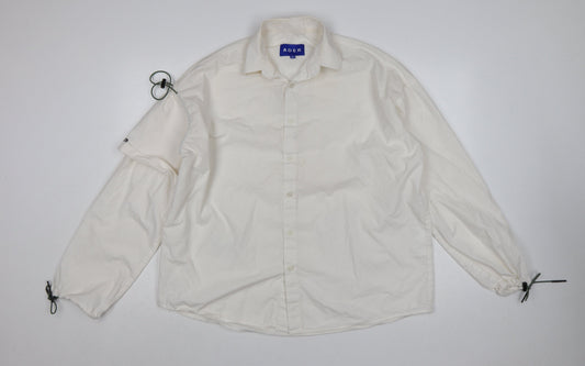 ADER Men White Cotton Button-Up Long Sleeve Casual Shirt One Size