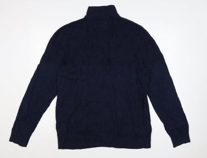 FatFace Men's Blue XL 1/2 Zip Cotton Cashmere Jumper