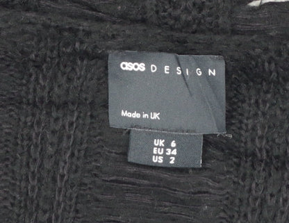 ASOS DESIGN Women's Black Open-Knit V-Neck Jumper UK 6