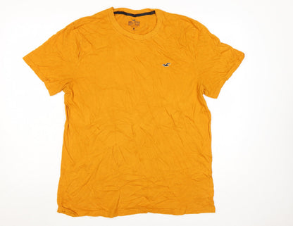 Hollister Men's Must-Have Yellow Cotton Crew Neck T-Shirt XL