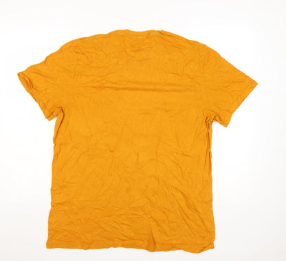 Hollister Men's Must-Have Yellow Cotton Crew Neck T-Shirt XL