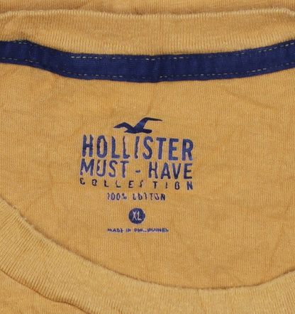 Hollister Men's Must-Have Yellow Cotton Crew Neck T-Shirt XL