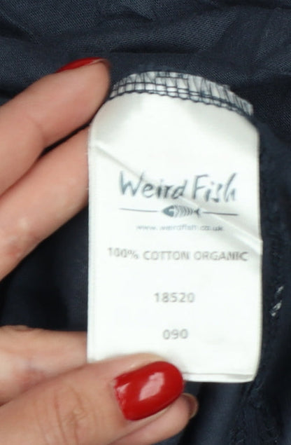 Weird Fish Women Blue Animal Print Cotton Midi Shift Dress Size 14