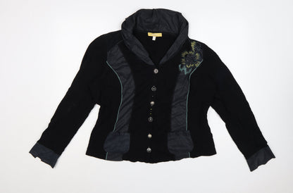 Biba Women's Black Cowl Neck Embroidered Tunic Blouse Size 20