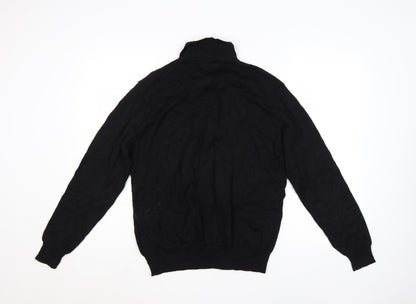 Marks and Spencer Men’s Black L Henley Collared Wool Blend Jumper