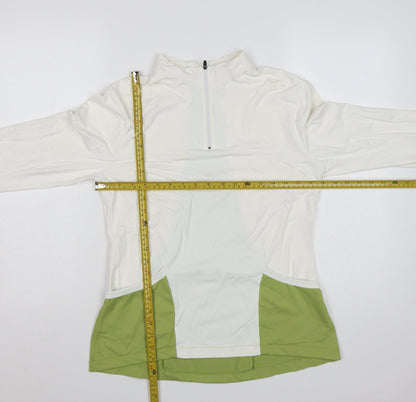 ZCA Women’s Ivory & Green 1/2 Zip Pullover Hoodie XL Polyamide Blend
