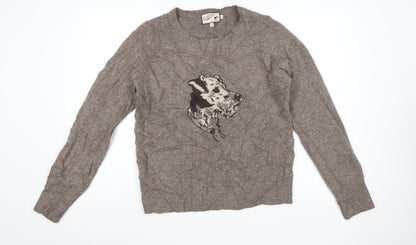 Cath Kidston Women’s Brown Wool Dog Jumper Size L Crew Neck