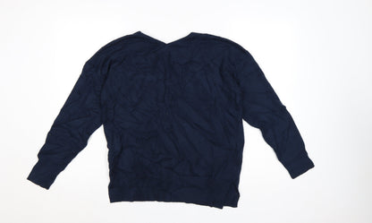 French Connection Women Blue V-Neck Pullover Jumper Size S