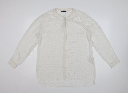 Marks and Spencer Women Ivory Long Sleeve Polka Dot Blouse UK 14