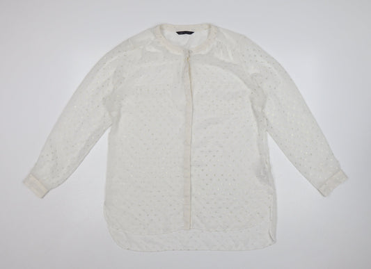 Marks & Spencer Women Ivory Long Sleeve Polka Dot Blouse UK 14