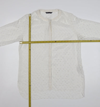 Marks and Spencer Women Ivory Long Sleeve Polka Dot Blouse UK 14