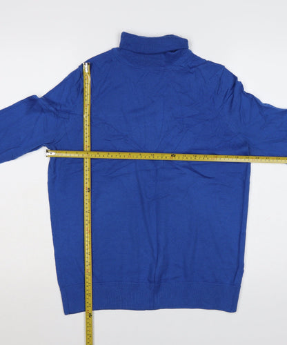 Marks and Spencer Women’s Blue Merino Wool Roll Neck Jumper Size 12