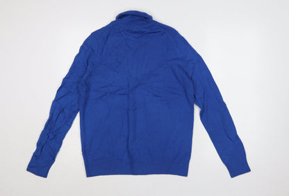Marks and Spencer Women’s Blue Merino Wool Roll Neck Jumper Size 12