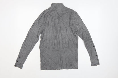 Marks and Spencer Women's Grey Roll Neck Ribbed Knit Jumper Size 12