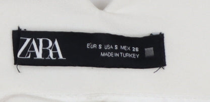 Zara Women Ivory High Rise Tapered Trousers Size S