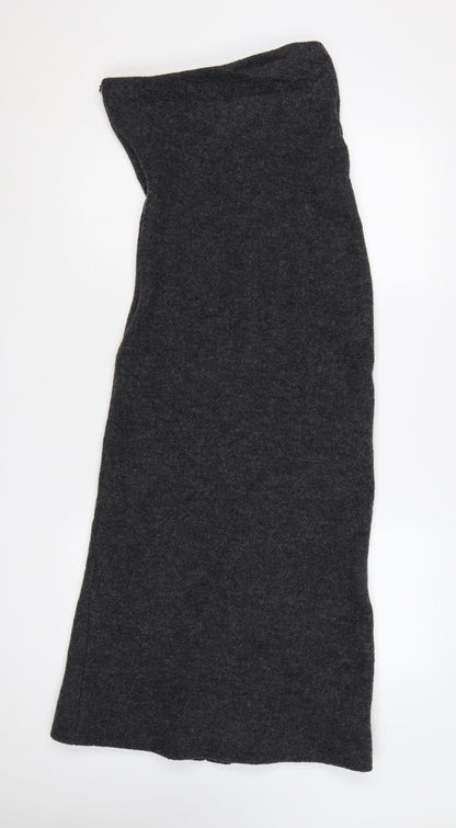 Zara Women Grey Wool Blend Midi Sheath Dress XS Autumn Winter