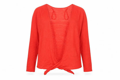 Monsoon Women Red Linen Blend Lightweight Open Cardigan M