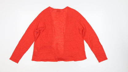 Monsoon Women Red Linen Blend Lightweight Open Cardigan M