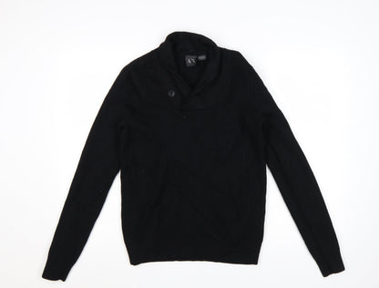 Armani Exchange Men's Black Merino Wool V-Neck Pullover Jumper Size S
