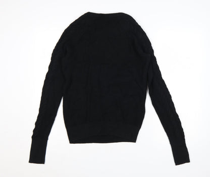 GAP Womens Black Cable Knit Cotton Jumper Size S Crew Neck