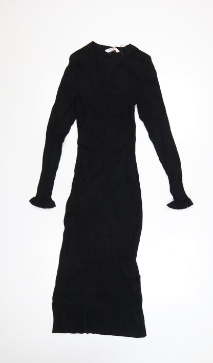 John Lewis ANYDAY Women’s Black Knit Long Sleeve Bodycon Midi Dress S