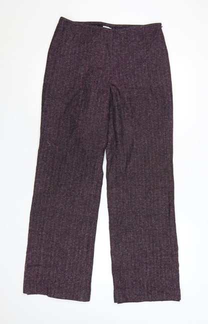 Sag Harbor Women Purple Herringbone Trousers Size 8 Acrylic Blend
