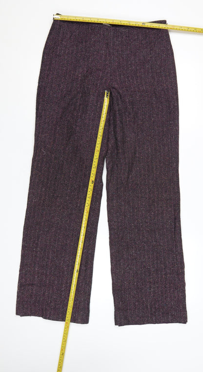 Sag Harbor Women Purple Herringbone Trousers Size 8 Acrylic Blend