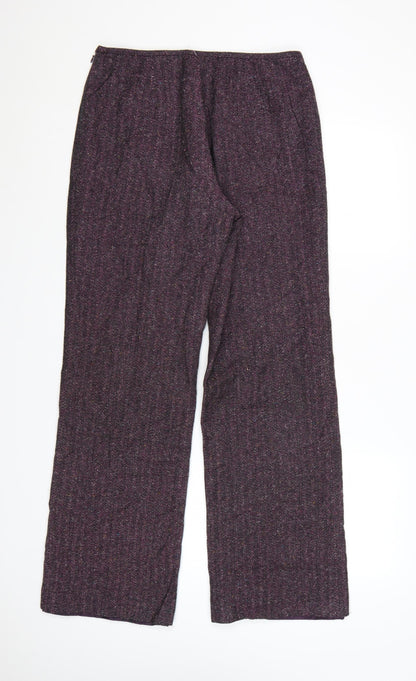 Sag Harbor Women Purple Herringbone Trousers Size 8 Acrylic Blend