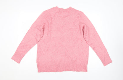 Spirit Women's Pink V-Neck Jumper Size 14 Acrylic Knit Pullover