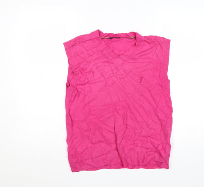 Golfino Women's Pink Merino Blend Sleeveless V-Neck Knit Vest Size 12
