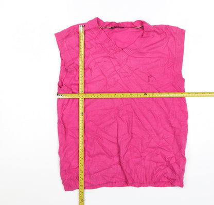 Golfino Women's Pink Merino Blend Sleeveless V-Neck Knit Vest Size 12