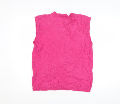 Golfino Women's Pink Merino Blend Sleeveless V-Neck Knit Vest Size 12
