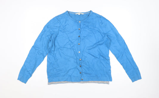 Boden Women Blue Cotton Blend Long Sleeve Cardigan L