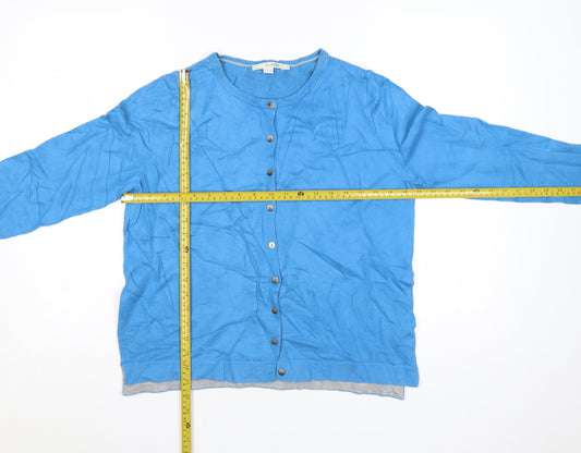Boden Women Blue Cotton Blend Long Sleeve Cardigan L