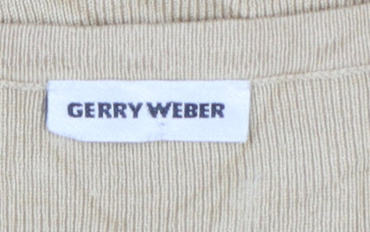 Gerry Weber Women Beige Beaded V-Neck 3/4 Sleeve Pullover Jumper Size 10