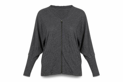 Zara Women Grey V-Neck Full Zip Relaxed Jumper Size 10