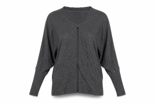 Zara Women Grey V-Neck Full Zip Relaxed Jumper Size 10