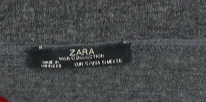 Zara Women Grey V-Neck Full Zip Relaxed Jumper Size 10