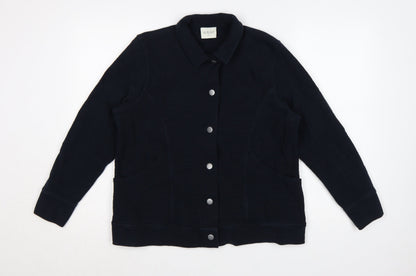 Wrap London Women's Navy Cotton Collared Cardigan Size 16