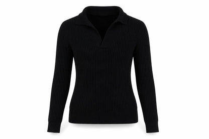 Marks & Spencer Women's Black Collared Ribbed Pullover Jumper Size 10