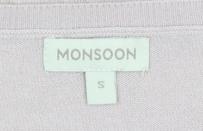 Monsoon Women’s Pink Star Embroidered Cotton Cashmere Jumper Size S