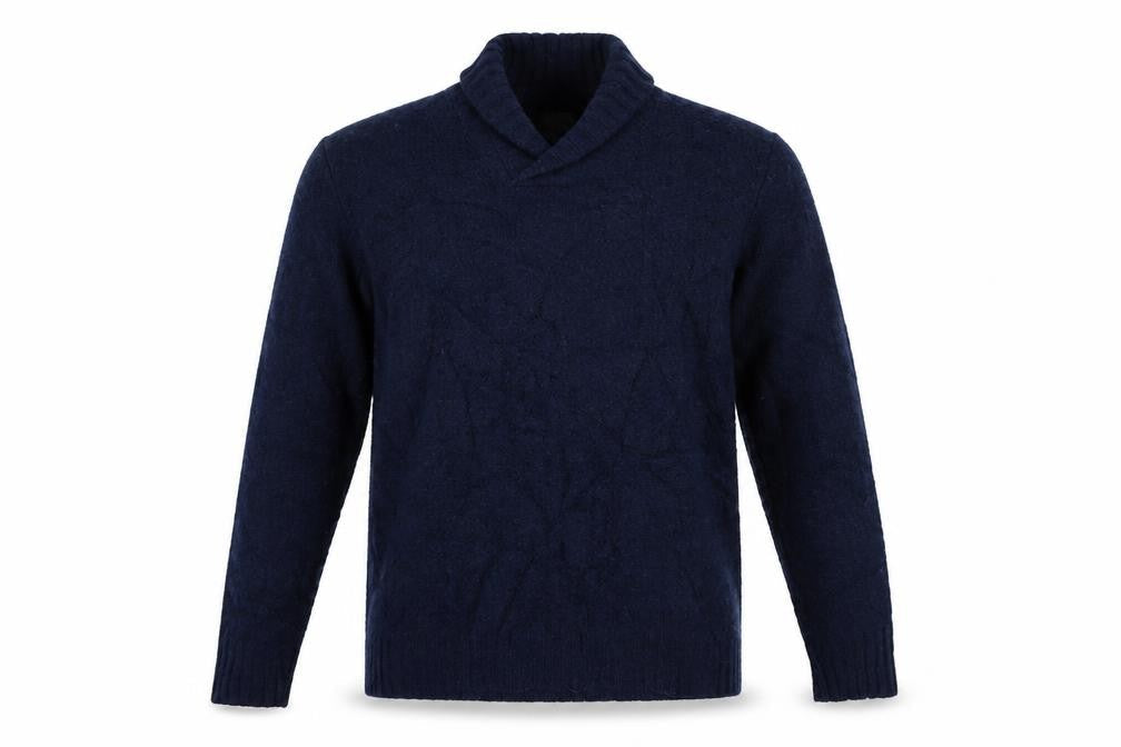 Kin by John Lewis Men's Blue Wool Blend Shawl Neck Jumper Size S