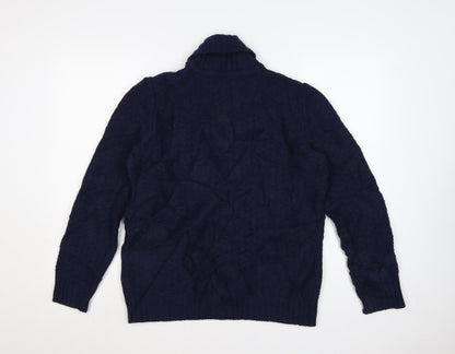 Kin by John Lewis Men's Blue Wool Blend Shawl Neck Jumper Size S