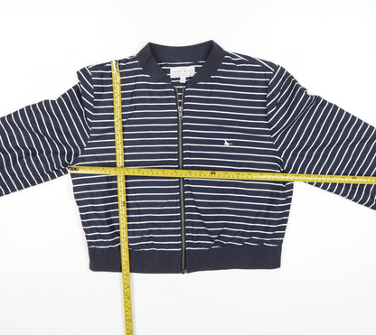Jack Wills Womens Blue Striped Bomber Jacket Size 12 Cotton